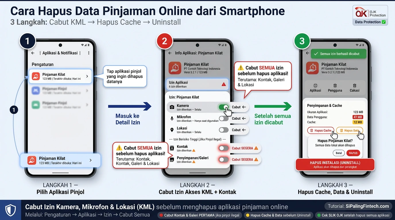 Tutorial cara mencabut izin akses dan menghapus data aplikasi pinjol