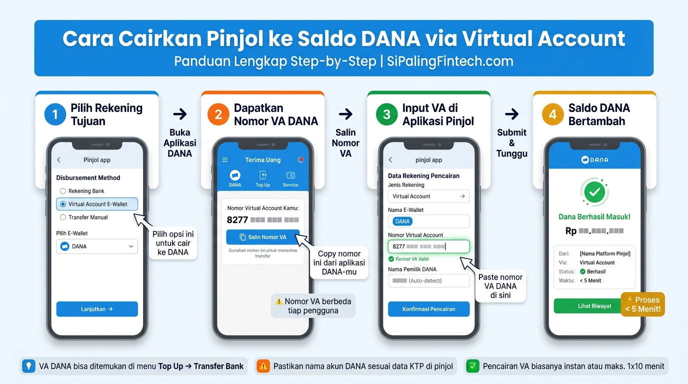 Cara mengisi nomor rekening virtual account untuk mencairkan pinjaman online ke saldo DANA