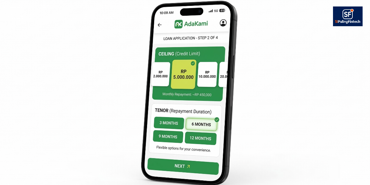 Tangkapan layar aplikasi pinjaman online legal AdaKami berizin OJK dengan limit tinggi.